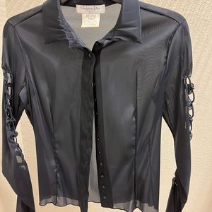 Vintage Christian Dior mesh black long sleeve